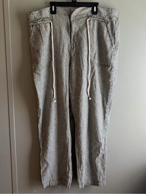 Anthropologie Seashore Linen Blend Striped Pants - XL